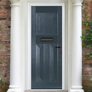 Crystal Eaton Left Hand External Door with 3 Panel - Anthracite Grey