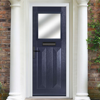 Crystal Eaton Right Hand External Door with 2 Panels and 1 Clear Glazed Light - Blue