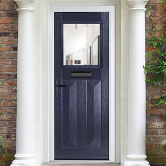 Crystal Eaton Right Hand External Door with 2 Panels and 1 Clear Glazed Light - Blue