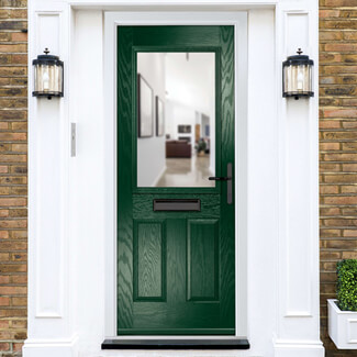Crystal Lytham Left Hand External Door with 2 Panels and 1 Clear Glazed Light - Green