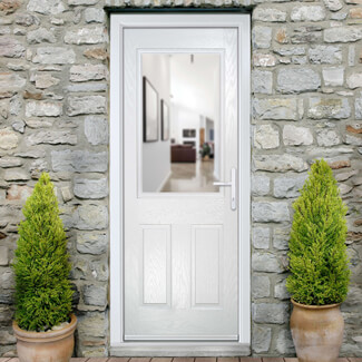 Crystal Lytham Left Hand External Door with 2 Panels and 1 Clear Glazed Light - White