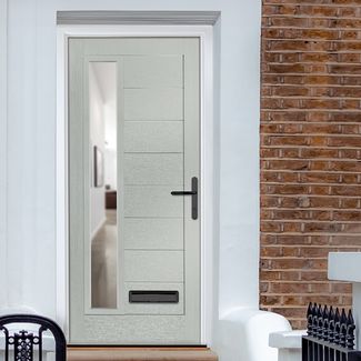 Crystal Monza Left Hand External Door with 8 Panel and 1 Clear Glazed Light - Agate Grey