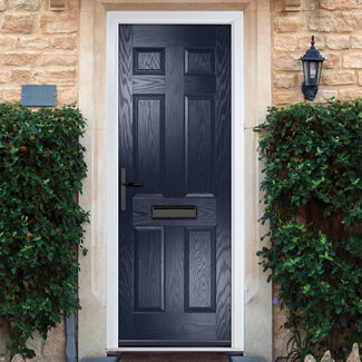 Crystal Muirfield Right Hand External Door with 6 Panel - Blue