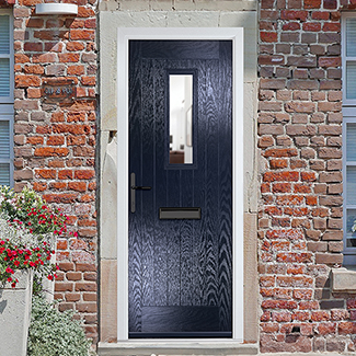 Crystal Sunningdale Right Hand External Door with 6 Panel and 1 Clear Glazed Light - Blue
