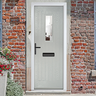 Crystal Sunningdale Right Hand External Door with 6 Panel and 1 Clear Glazed Light - Agate Grey