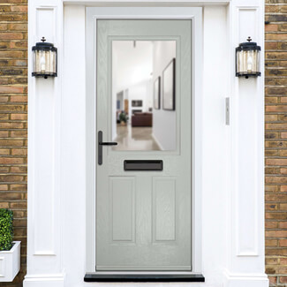 Crystal Lytham Right Hand External Door with 2 Panels and 1 Stipolytte Glazed Light - Agate Grey