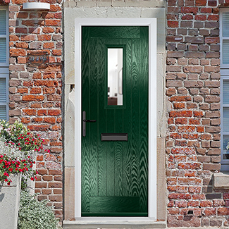 Crystal Sunningdale Right Hand External Door with 6 Panel and 1 Clear Glazed Light - Green