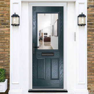 Crystal Lytham Right Hand External Door with 2 Panels and 1 Stipolytte Glazed Light - Anthracite Grey
