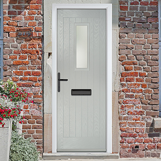 Crystal Sunningdale Right Hand External Door with 6 Panel and 1 Stipolytte Glazed Light - Agate Grey