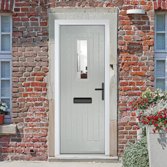 Crystal Sunningdale Left Hand External Door with 6 Panel and 1 Clear Glazed Light - Agate Grey