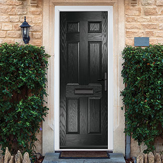 Crystal Muirfield Left Hand External Door with 6 Panel - Black