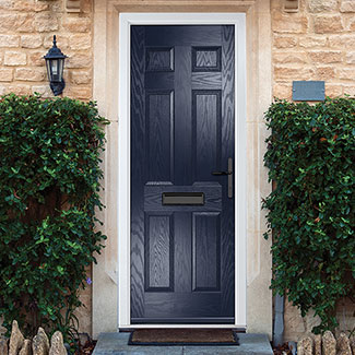 Crystal Muirfield Left Hand External Door with 6 Panel - Blue
