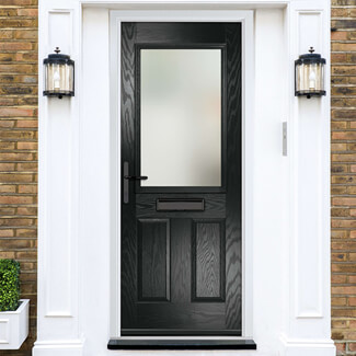 Crystal Lytham Right Hand External Door with 2 Panels and 1 Clear Glazed Light - Black