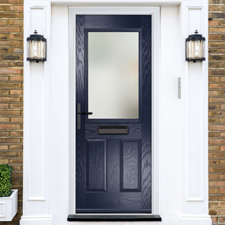 Crystal Lytham Right Hand External Door with 2 Panels and 1 Clear Glazed Light - Blue