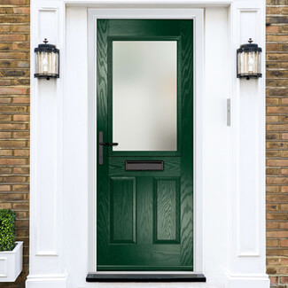 Crystal Lytham Right Hand External Door with 2 Panels and 1 Clear Glazed Light - Green
