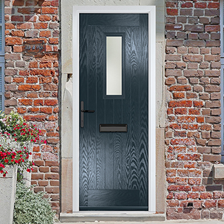 Crystal Sunningdale Right Hand External Door with 6 Panel and 1 Stipolytte Glazed Light - Anthracite Grey