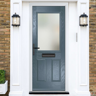 Crystal Lytham Right Hand External Door with 2 Panels and 1 Clear Glazed Light - Slate Grey
