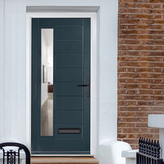 Crystal Monza Left Hand External Door with 8 Panel and 1 Clear Glazed Light - Anthracite Grey