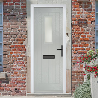 Crystal Sunningdale Left Hand External Door with 6 Panel and 1 Stipolytte Glazed Light - Agate Grey