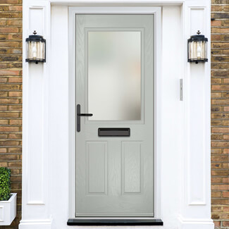 Crystal Lytham Right Hand External Door with 2 Panels and 1 Clear Glazed Light - Agate Grey