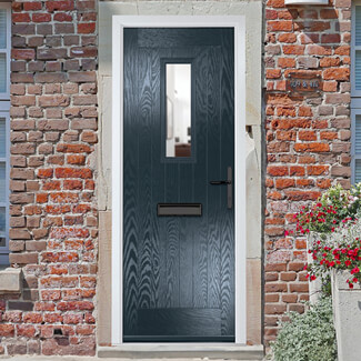 Crystal Sunningdale Left Hand External Door with 8 Panel and 1 Clear Glazed Light - Anthracite Grey