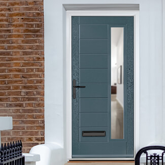 Crystal Monza Right Hand External Door with 8 Panel and 1 Clear Glazed Light - Slate Grey