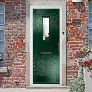 Crystal Sunningdale Left Hand External Door with 6 Panel and 1 Clear Glazed Light - Green