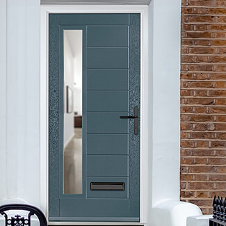 Crystal Monza Left Hand External Door with 8 Panel and 1 Clear Glazed Light - Slate Grey