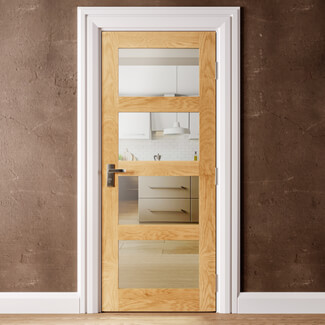 Joseph Miles Caverly Internal Door with 4 Clear Glazed Light - Prefinished Oak