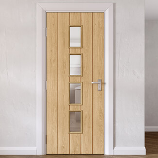 Joseph Miles Galdan Internal Door with 5 Panel and 4 Clear Glazed Light - Unfinished Oak