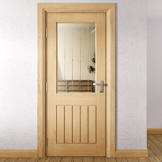 Joseph Miles Epsom Internal Door with 5 Panel and 1 Clear Half Glazed Light - Prefinished Oak