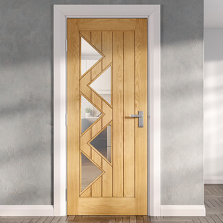 Joseph Miles Epsom Internal Door with 5 Panel and 5 Clear Glazed Light - Prefinished Oak