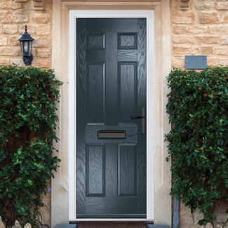 Crystal Muirfield Left Hand External Door with 6 Panel - Anthracite Grey