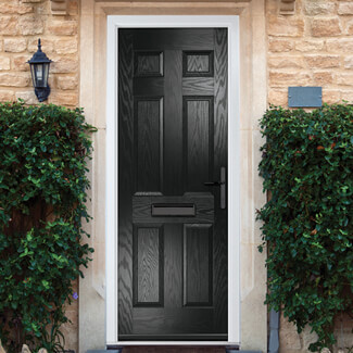 Crystal Muirfield Left Hand External Door with 6 Panel - Black