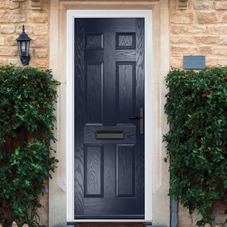 Crystal Muirfield Left Hand External Door with 6 Panel - Blue