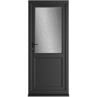 Crystal uPVC Right Hand External Patio Door with 1 Panel and 1 Obscure Double Glazed Light - Black-White