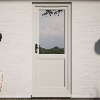 Crystal uPVC Right Hand External Patio Door with 1 Panel and 1 Clear Double Glazed Light - Agate-White