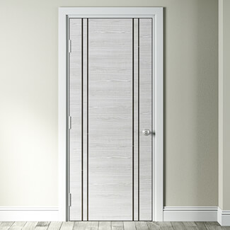 Joseph Miles Internal Flush Door - Prefinished Light Grey Ash With Dark Grey Ash Vertical Inlays