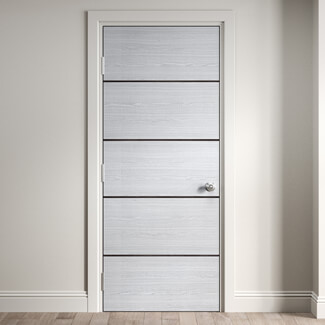 Joseph Miles Internal Flush Door - Prefinished Light Grey Ash With Dark Grey Ash Horizontal Inlays