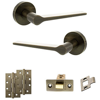 Atlantic Senza Pari Laviano Door Handle Pack - Antique Brass