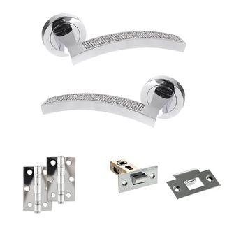 Atlantic Senza Pari Crystal Lever Round Rose Door Handle Pack - Polished Chrome