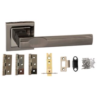 Atlantic Kansas Door Handle Pack - Black Nickel