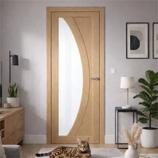P M Mendes Sorrento Internal Door with 2 Panel and 1 Clear Glazed Light - Prefinished Oak