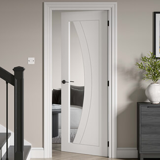 JB Kind Sicily Internal Door with 2 Panel and 1 Clear Glazed Light - White Primed