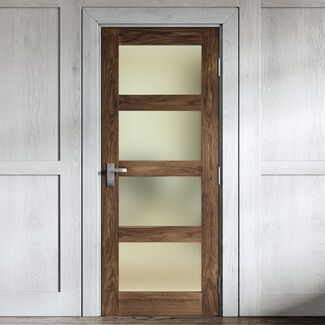 Joseph Miles Caverly Internal Door with 4 Obscure Glazed Light - Prefinished Walnut