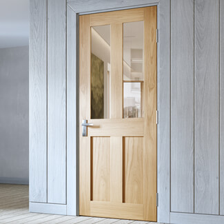 Joseph Miles Eldora Internal Door with 2 Panel and 2 Clear Glazed Light - Unfinished Oak