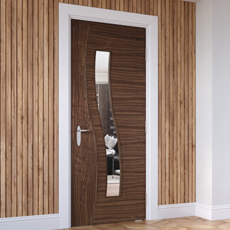 Joseph Miles Cadira Internal Door with 2 Panel and 1 Clear Glazed Light - Prefinished Walnut