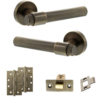 Atlantic Senza Pari Fasana Door Handle Pack - Antique Brass