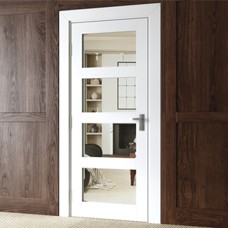 Joseph Miles Caverly Internal Door with 4 Clear Glazed Light - White Primed