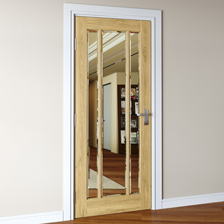 Joseph Miles Harwich Internal Door with 3 Clear Bevelled Glazed Light - Unfinished Oak